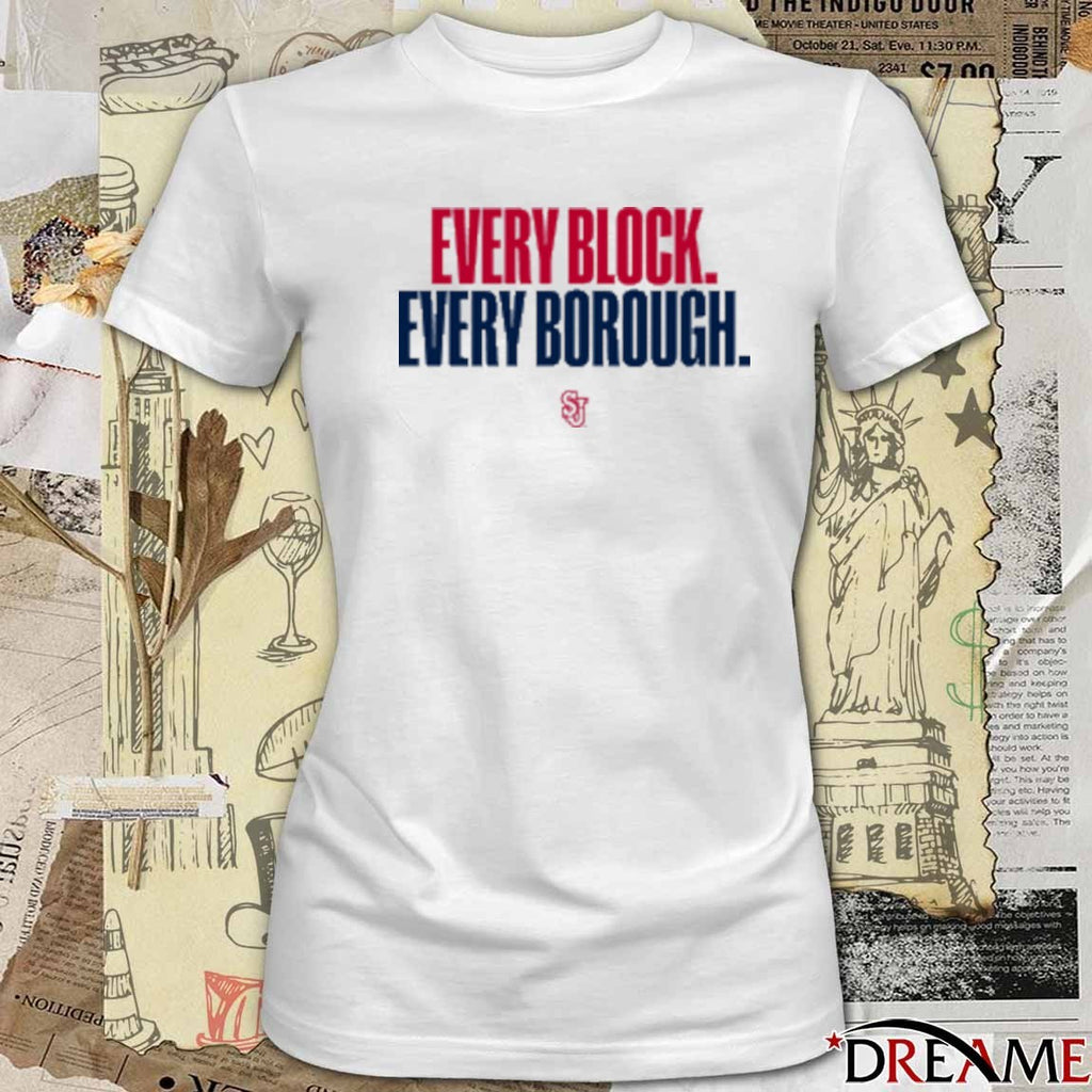 St John’s Red Storm Basketball Every Block Every Borough t-shirt