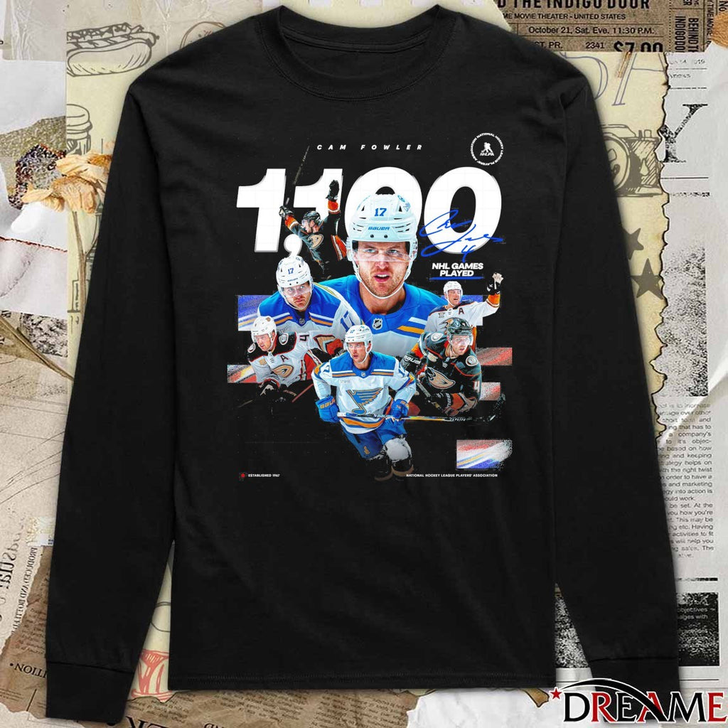 St. Louis Blues Cam Fowler 1100 NHL Games Played Signature t-shirt