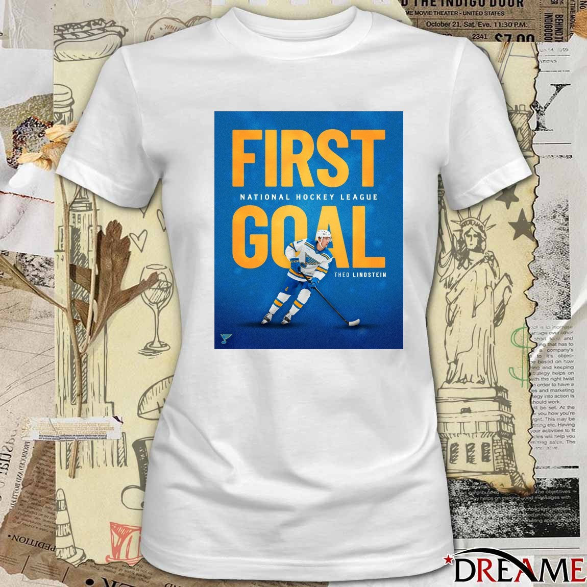 St. Louis Blues First Goal National Hockey League Theo Lindstein Poster t-shirt