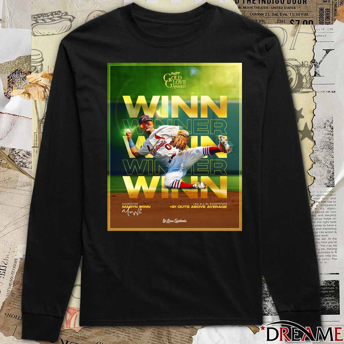 St. Louis Cardinals Masyn Winn 2025 Rawlings Gold Glove Award Signature Poster t-shirt