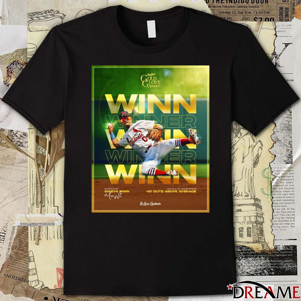 St. Louis Cardinals Masyn Winn 2025 Rawlings Gold Glove Award Signature Poster t-shirt