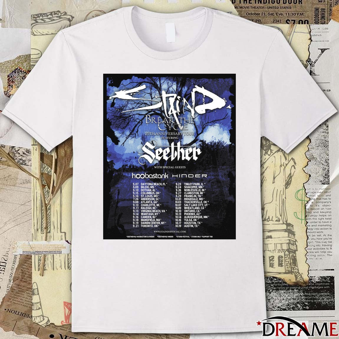 Staind Break The Cycle 25th Anniversary Tour May – October 2026 Poster t-shirt