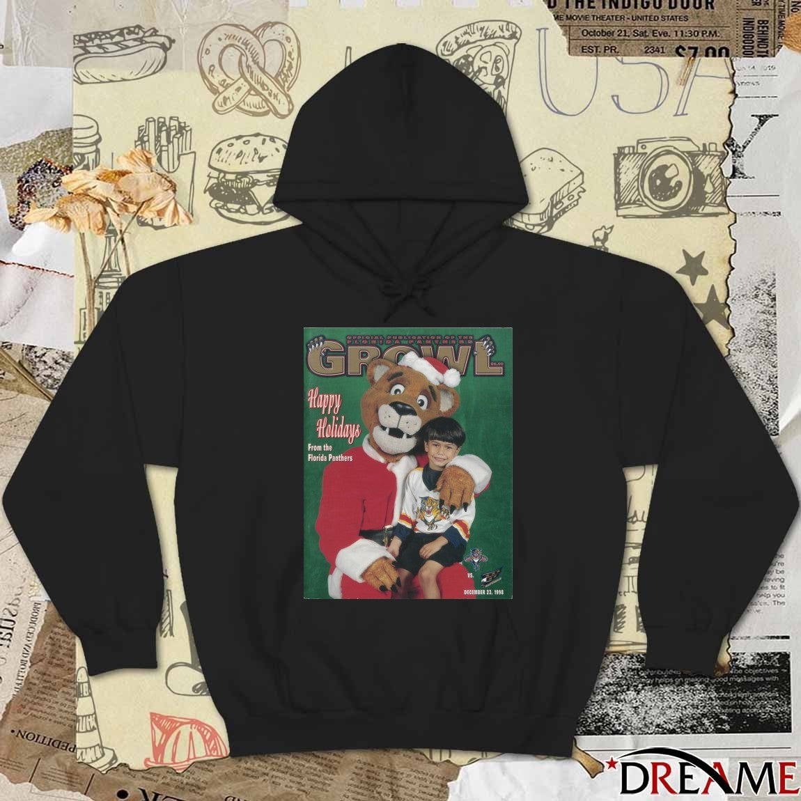Stanley C. Panther As Santa On Growl Cover Happy Holidays From The Florida Panthers Poster t-shirt