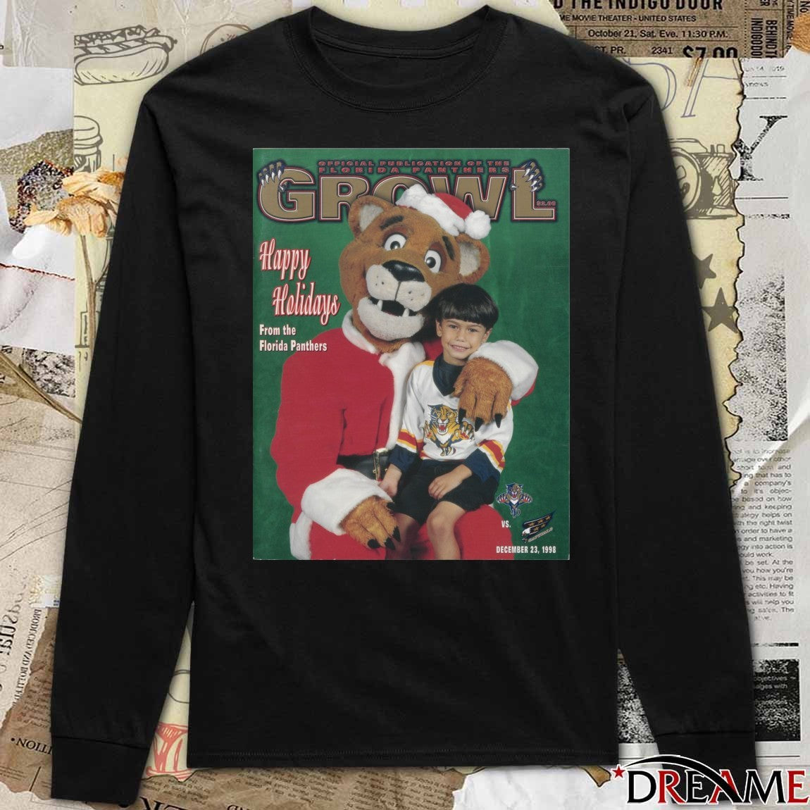 Stanley C. Panther As Santa On Growl Cover Happy Holidays From The Florida Panthers Poster t-shirt