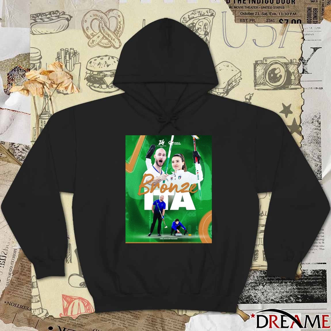 Stefania Constantini and Amos Mosaner defeat Great Britain 5-3 Bronze ITA Milano Cortina 2026 Poster t-shirt