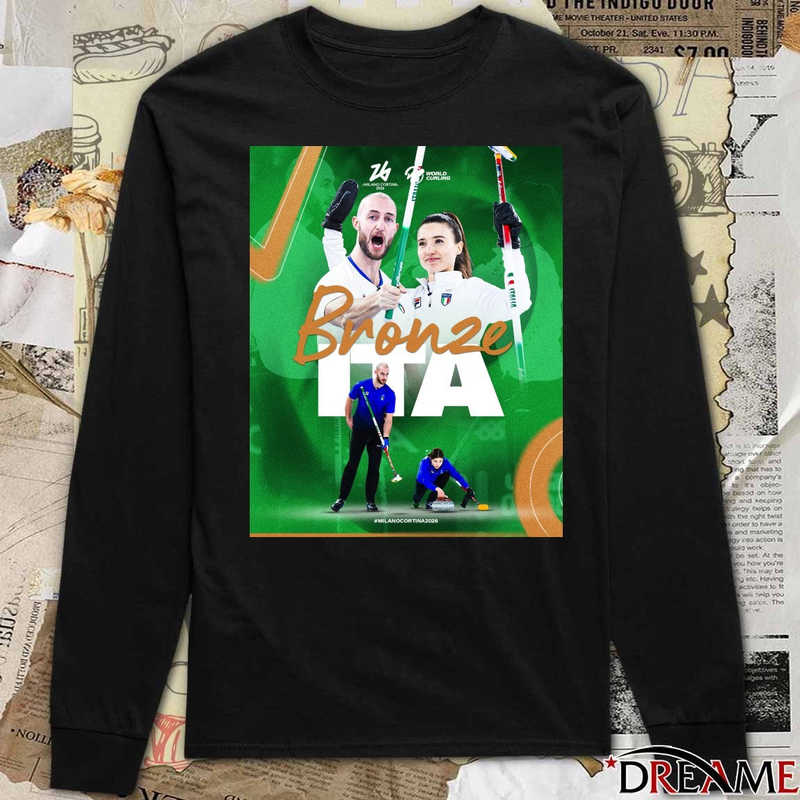 Stefania Constantini and Amos Mosaner defeat Great Britain 5-3 Bronze ITA Milano Cortina 2026 Poster t-shirt