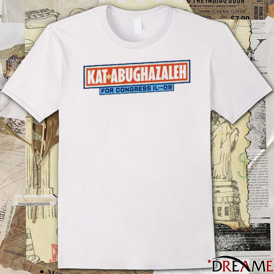 Steve Guest Kat Abughazaleh For Congress Illinois Multi Color Logo t-shirt