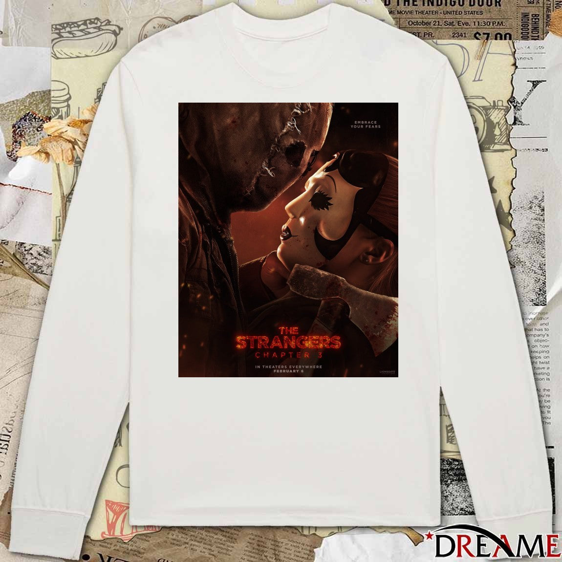 Strangers Chapter 3 Embrace Your Fears In Theaters Everywhere February 6, 2026 Lionsgate Poster t-shirt