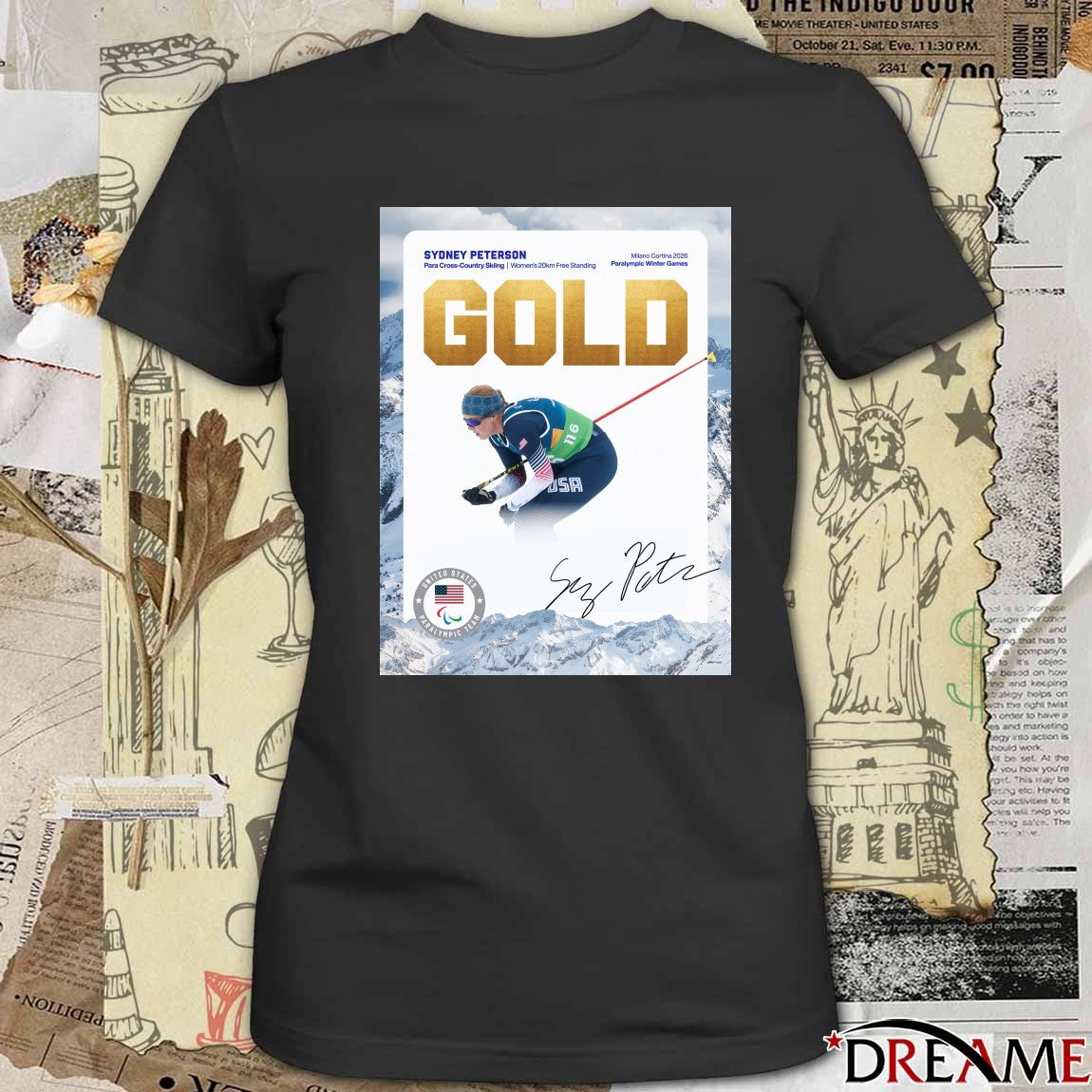 Sydney Peterson Para Cross-country Skiing Milano Cortina 2026 Paralympic Winter Games Gold Medal t-shirt