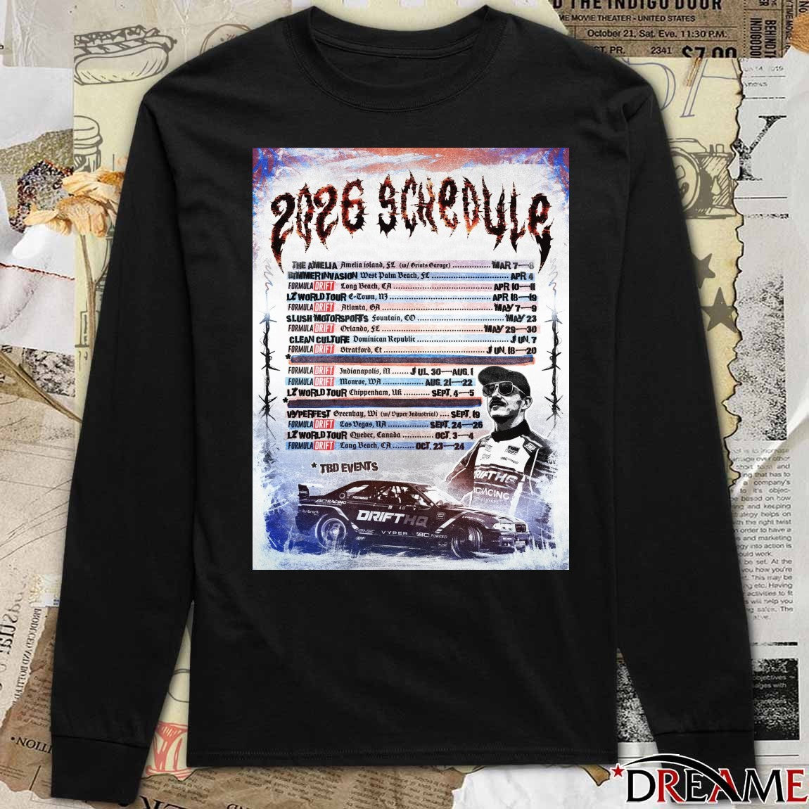 TBD Events 2026 Schedule Formula Drift March – October 2026 Poster t-shirt