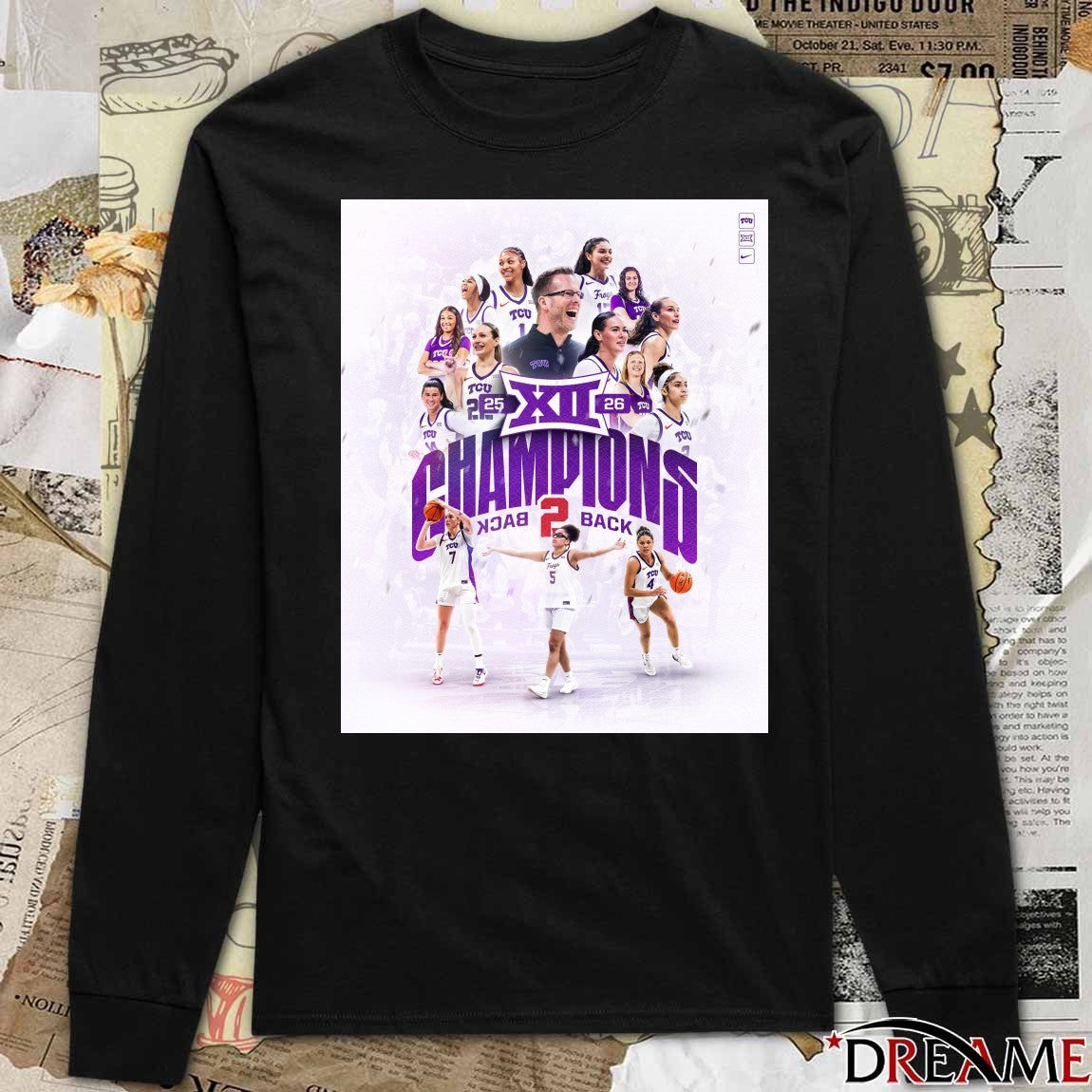 TCU Horned Frogs 25-26 Back To Back BIG 12 Champions Poster t-shirt