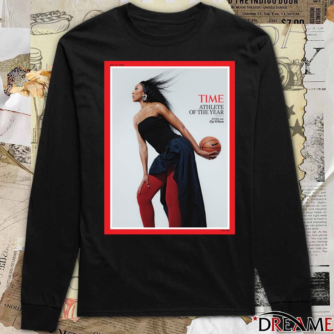 TIME magazine A’ja Wilson 2025 Athlete Of The Year WNBA Star Poster t-shirt