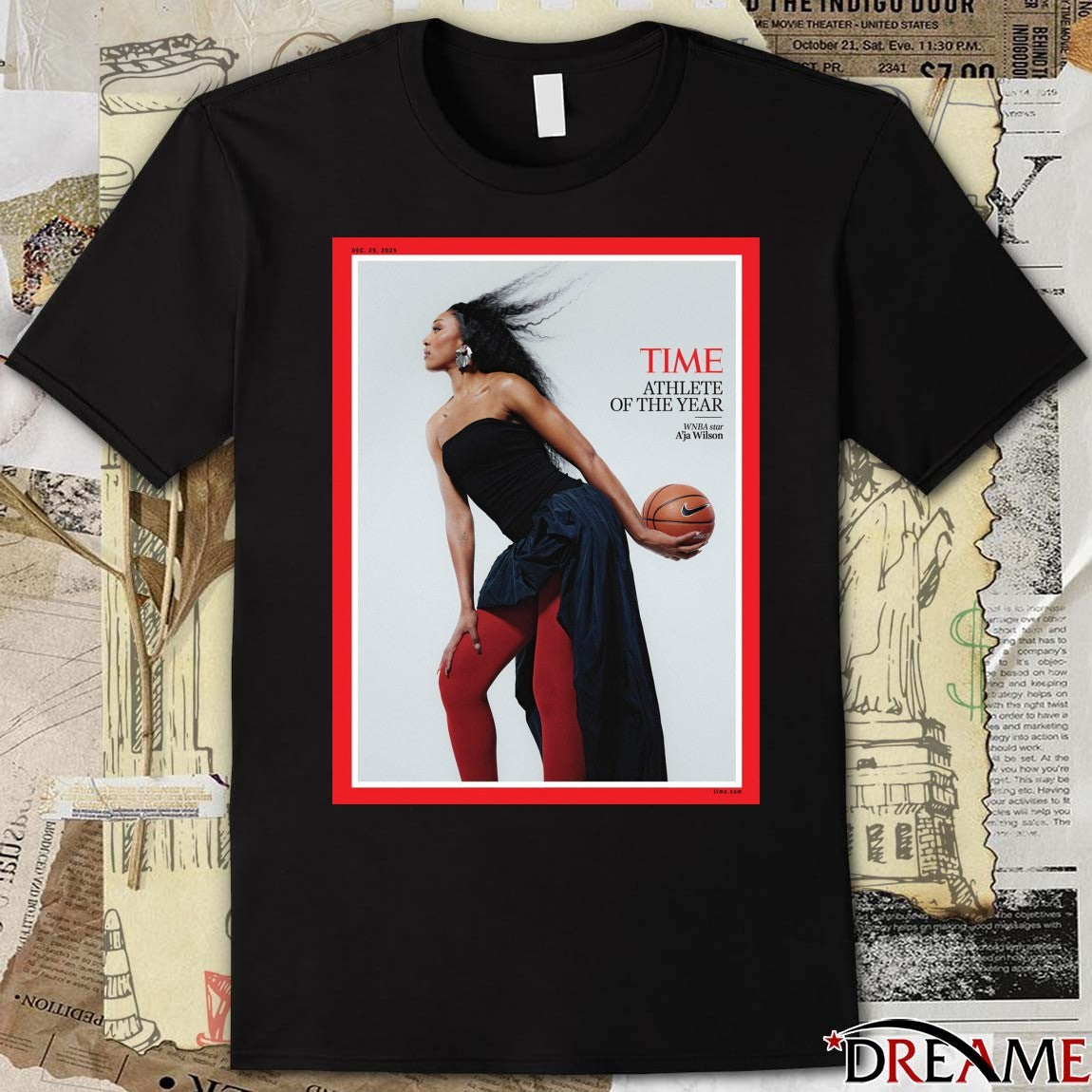 TIME magazine A’ja Wilson 2025 Athlete Of The Year WNBA Star Poster t-shirt