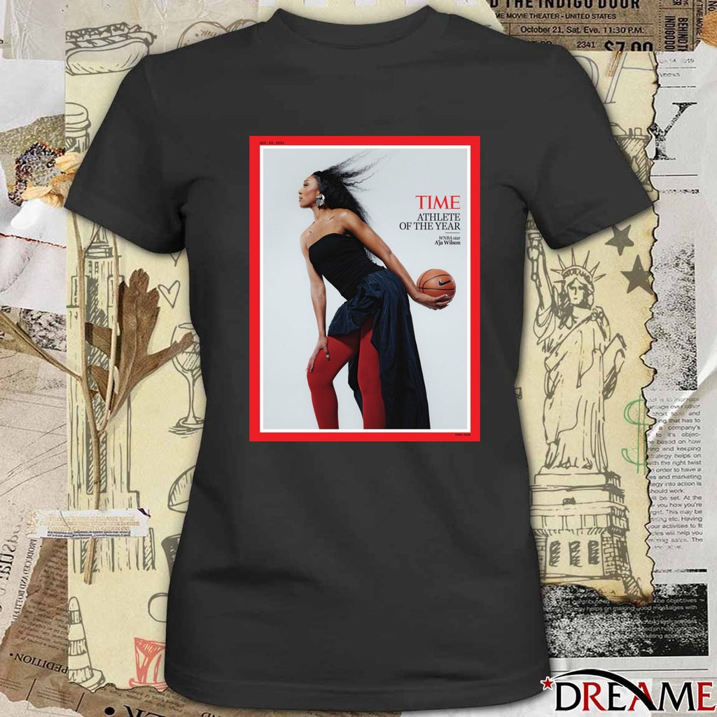 TIME magazine A’ja Wilson 2025 Athlete Of The Year WNBA Star Poster t-shirt