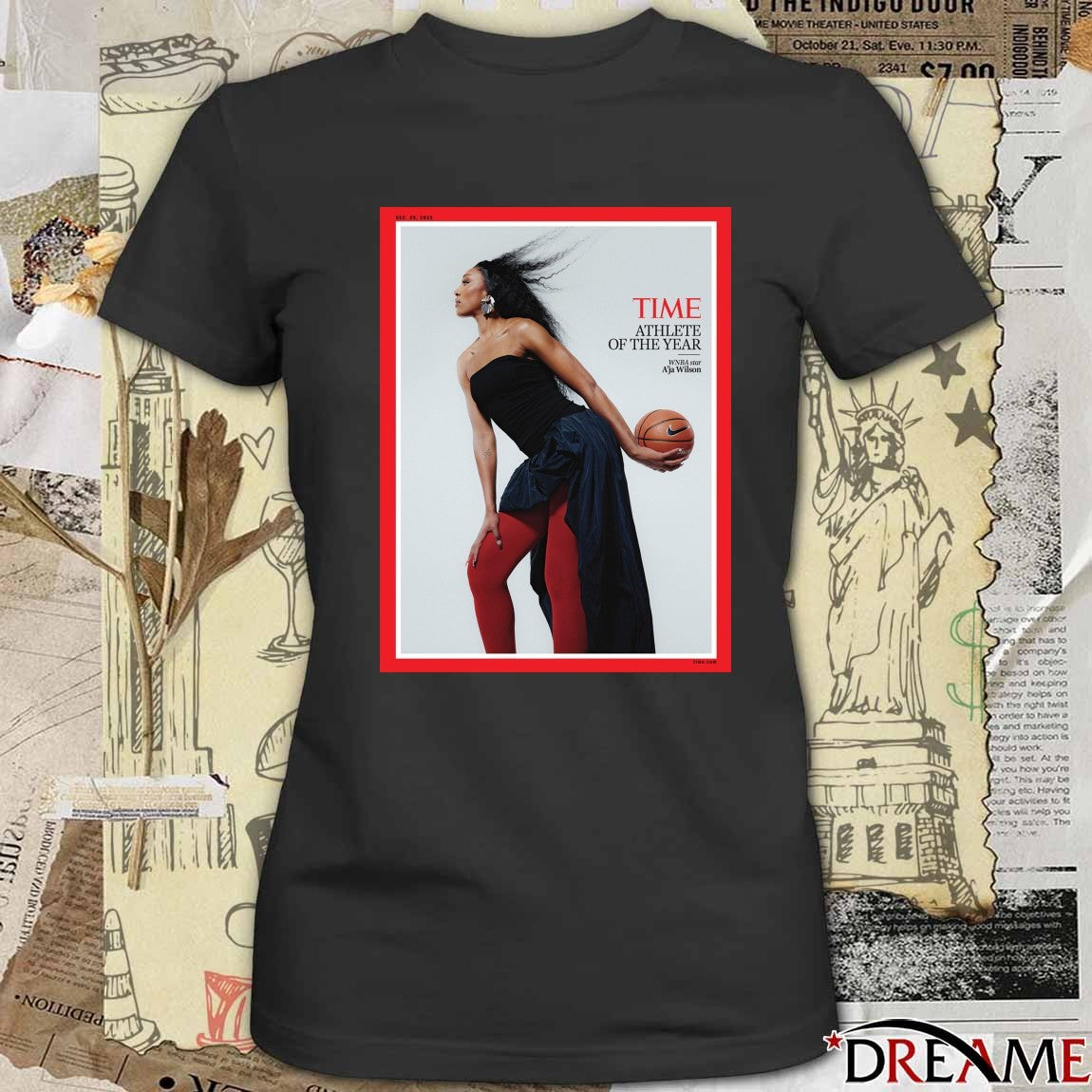TIME magazine A’ja Wilson 2025 Athlete Of The Year WNBA Star Poster t-shirt