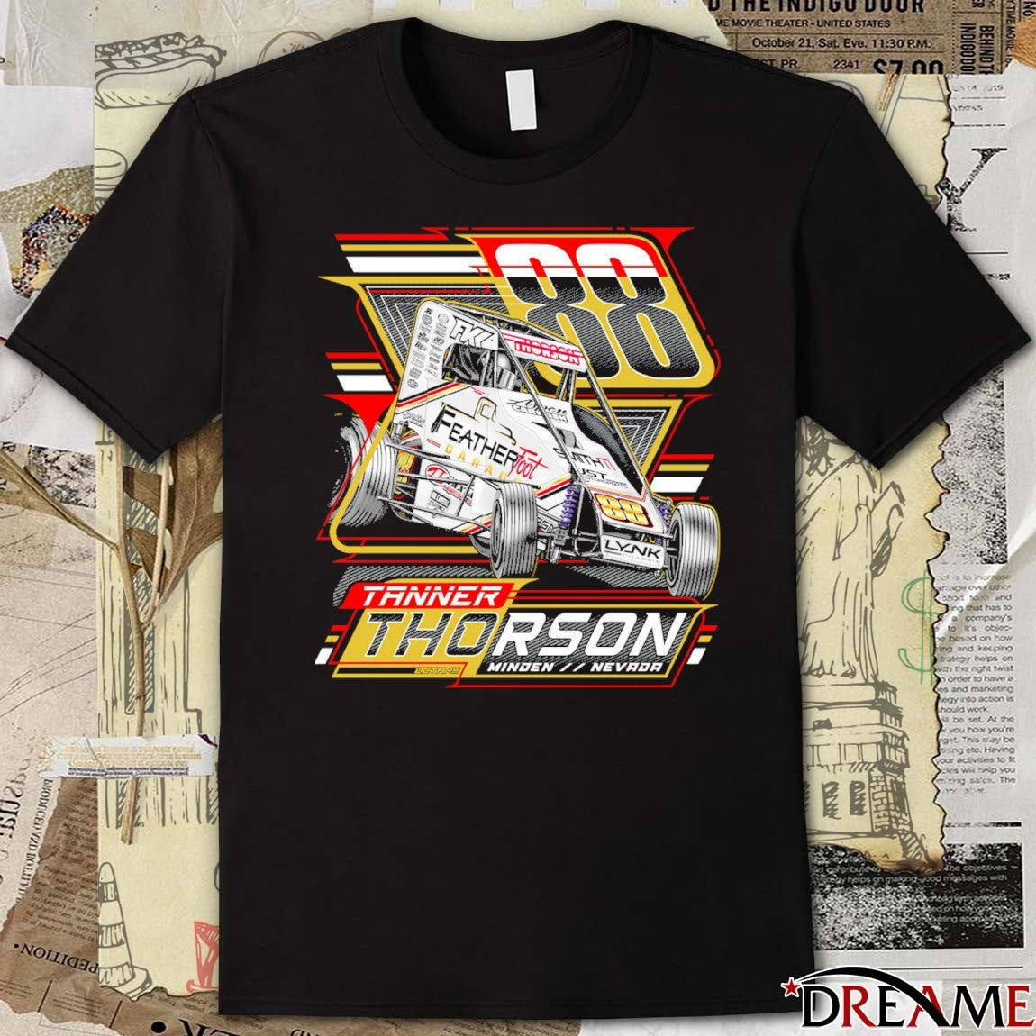 Tanner Thorson Feather Foot Lynk Chassis Chili Bowl ’26 t-shirt