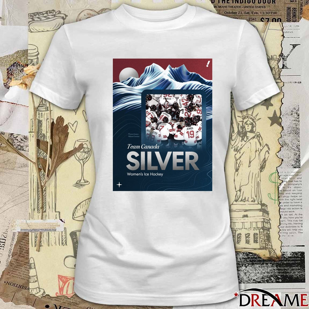 Team Canada SILVER Women’s Ice Hockey Olympic Milano Cortina 2026 t-shirt