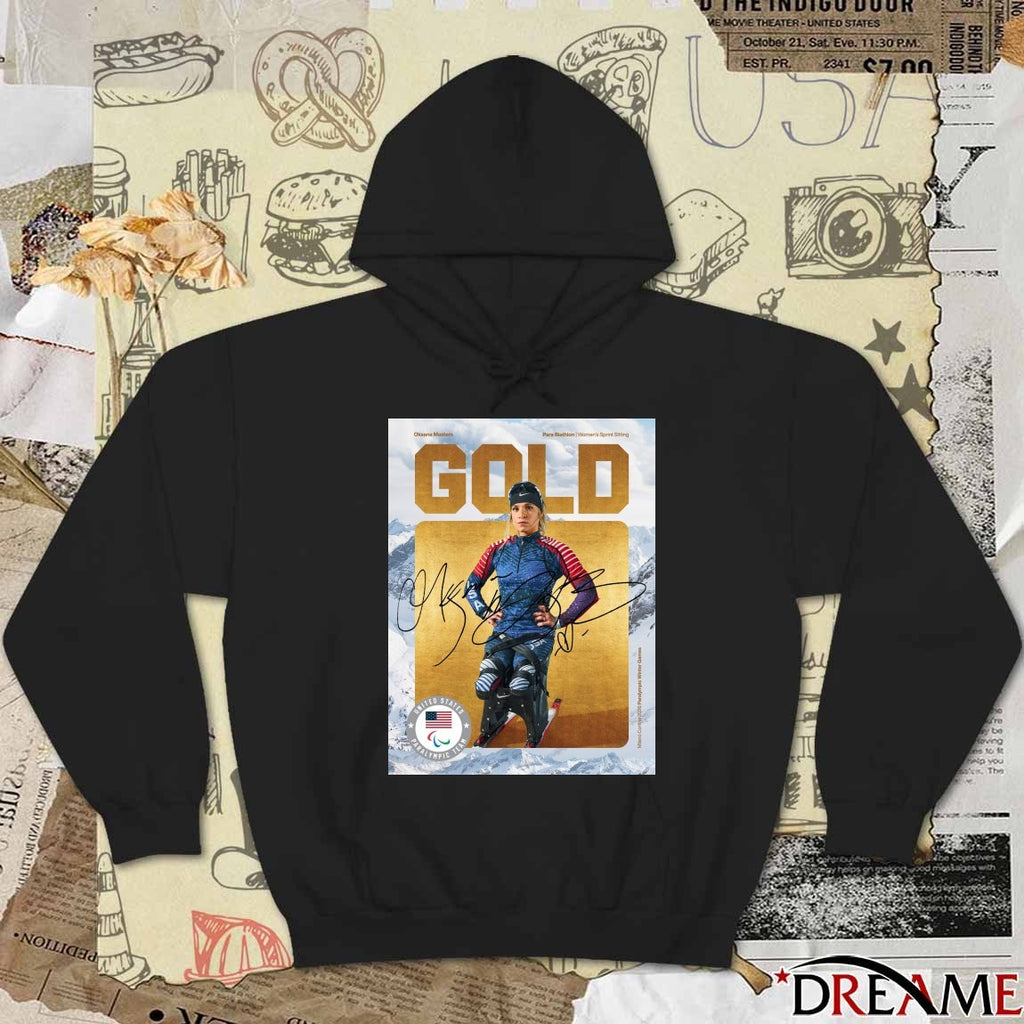 Team USA Oksana Masters Para Biathlon Women’s Sprint Sitting Gold Medal Signature Poster t-shirt