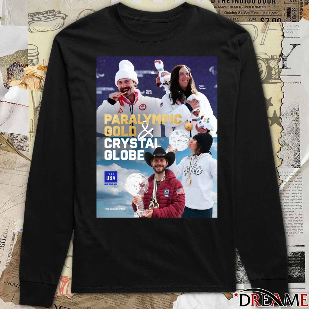 Team USA One For All 2026 Paralympic Gold & Crystal Globe Poster t-shirt