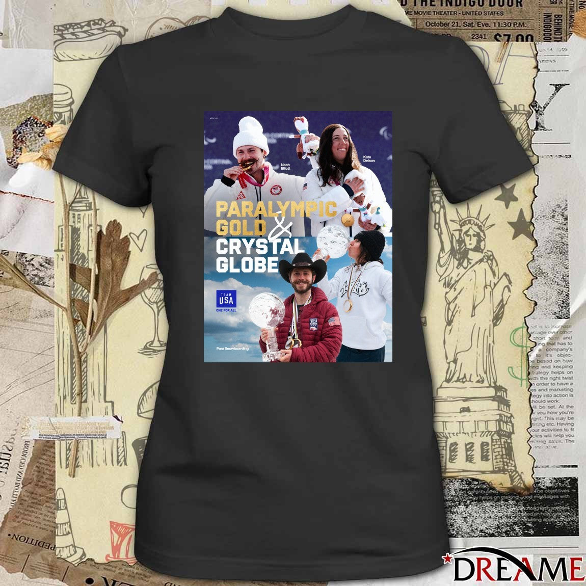 Team USA One For All 2026 Paralympic Gold & Crystal Globe Poster t-shirt