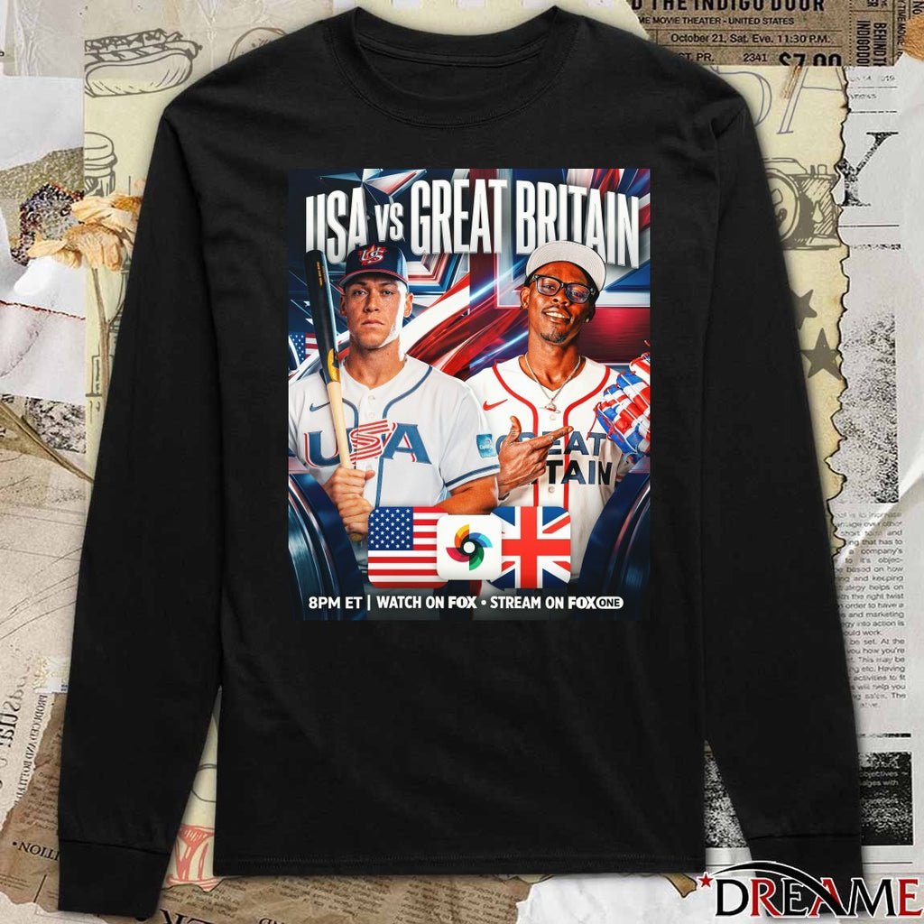 Team USA Vs Great Britain World Baseball Classic 2026 Poster t-shirt