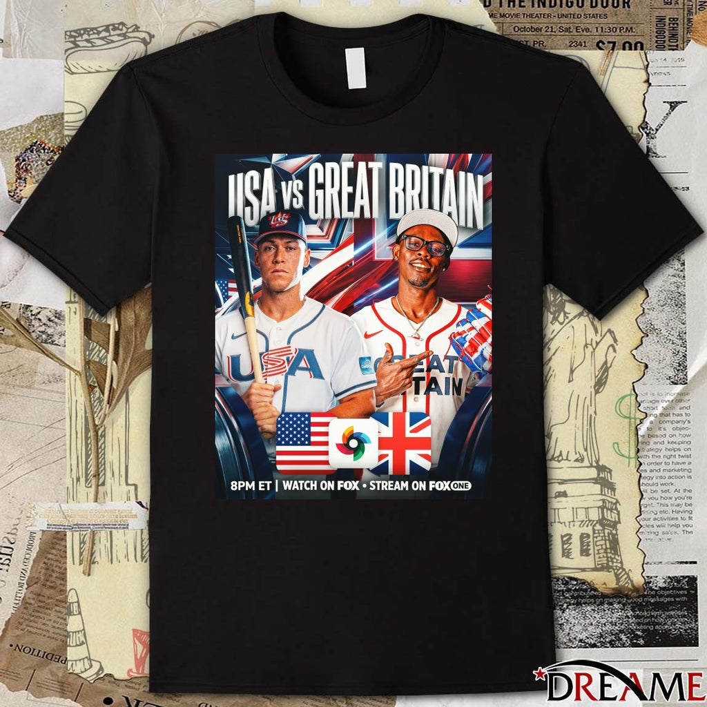 Team USA Vs Great Britain World Baseball Classic 2026 Poster t-shirt