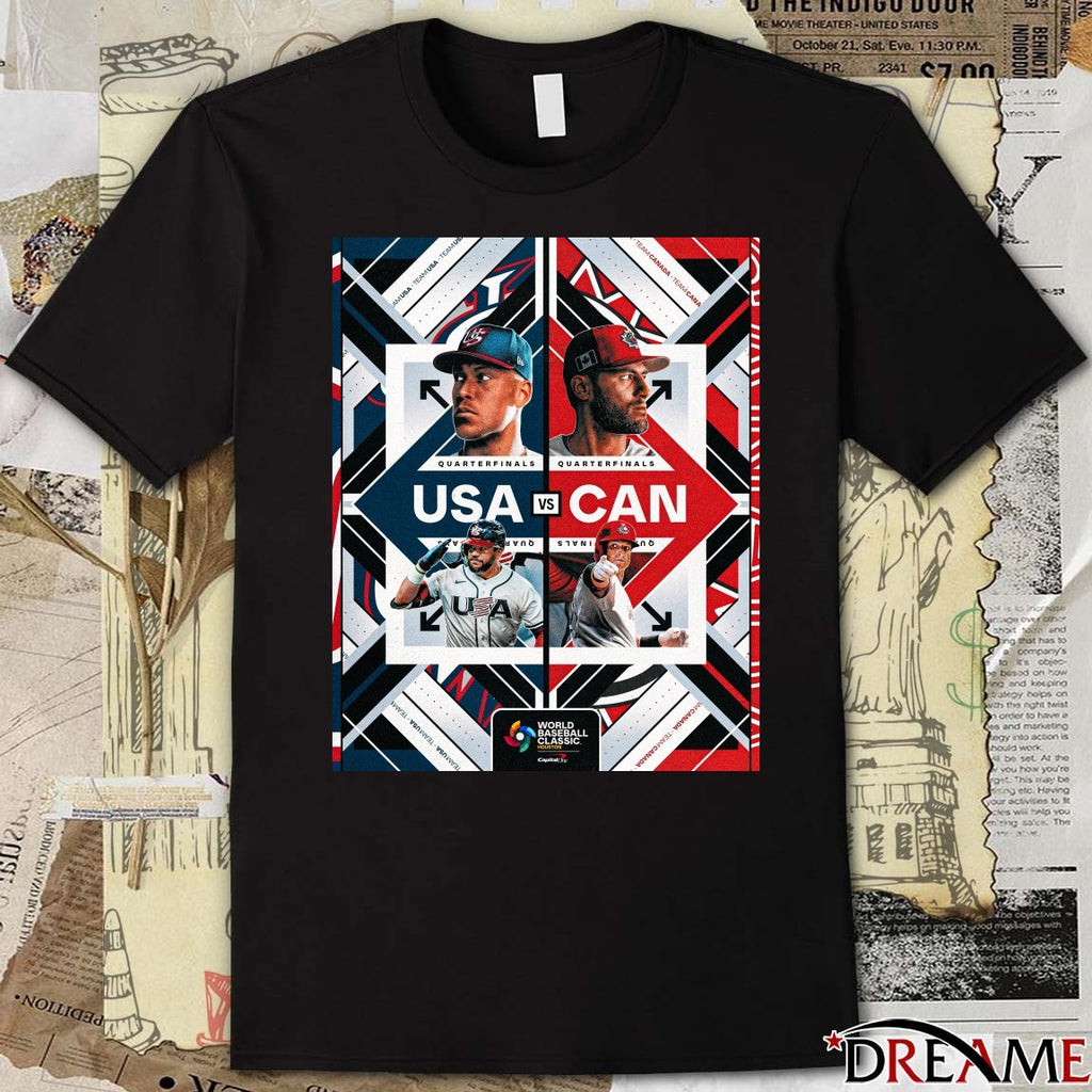 Team USA vs. Team Canada Quarterfinals 2026 World Baseball Classic Houston Poster t-shirt