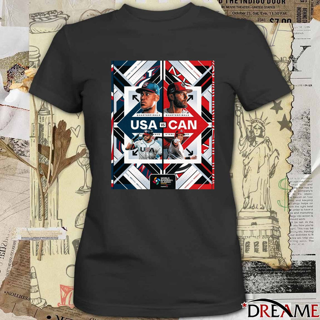 Team USA vs. Team Canada Quarterfinals 2026 World Baseball Classic Houston Poster t-shirt