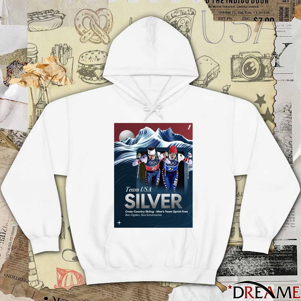 Team USA’s Ben Ogden and Gus Schumacher Silver Medal 2026 Winter OIympics t-shirt