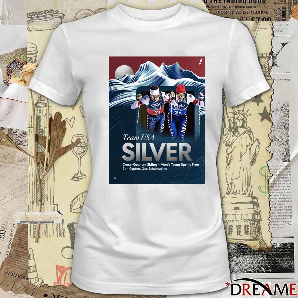 Team USA’s Ben Ogden and Gus Schumacher Silver Medal 2026 Winter OIympics t-shirt