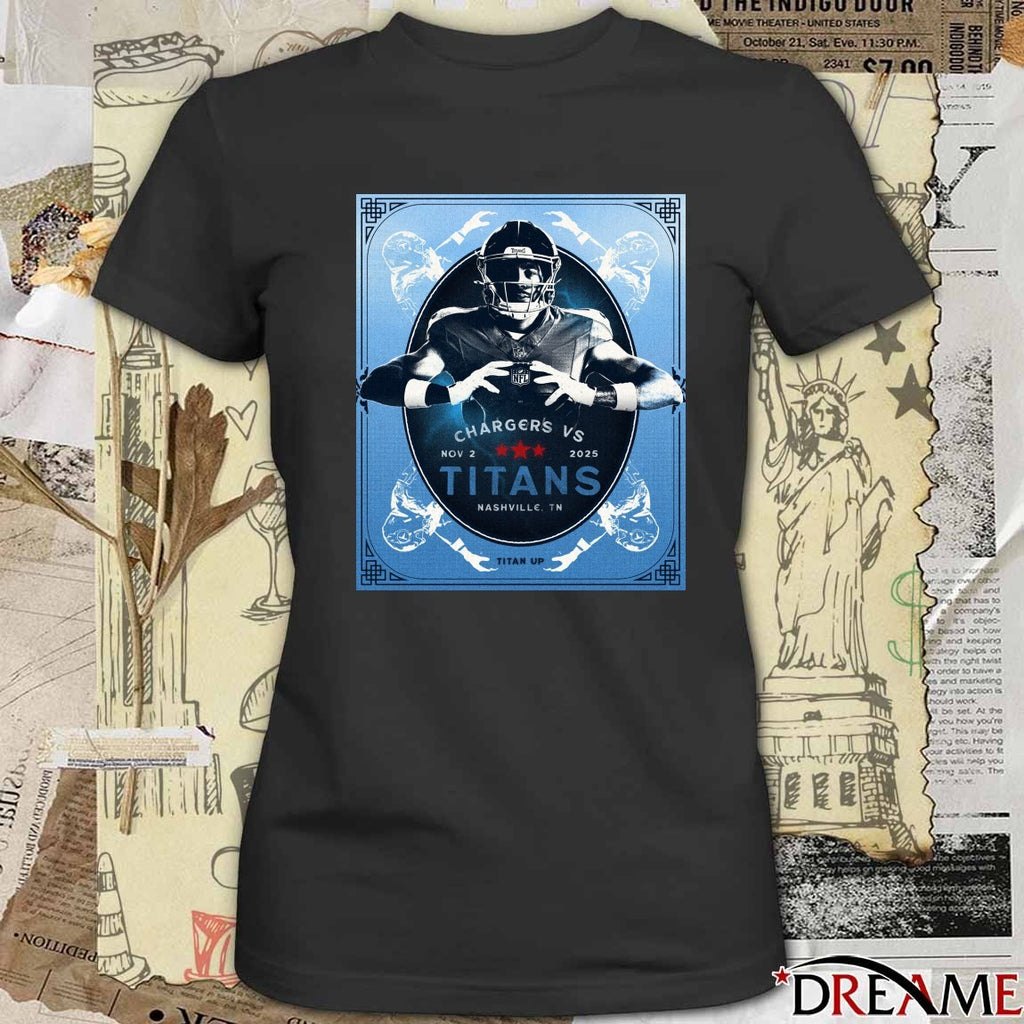Tennessee Titans Vs Los Angeles Chargers November 2, 2025, in Nashville, Tennessee Poster t-shirt