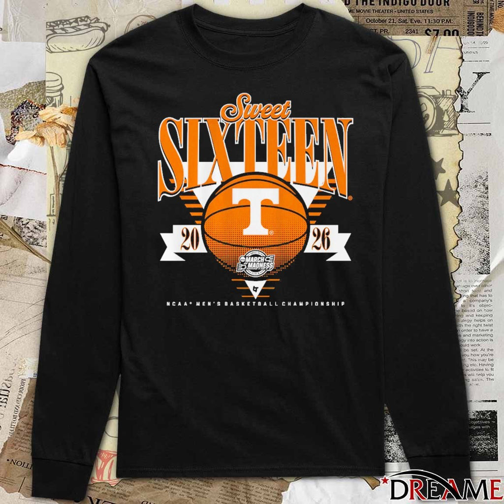 Tennessee Volunteers 2026 NCAA Men’s Basketball March Madness Sweet Sixteen No 6 Seed t-shirt