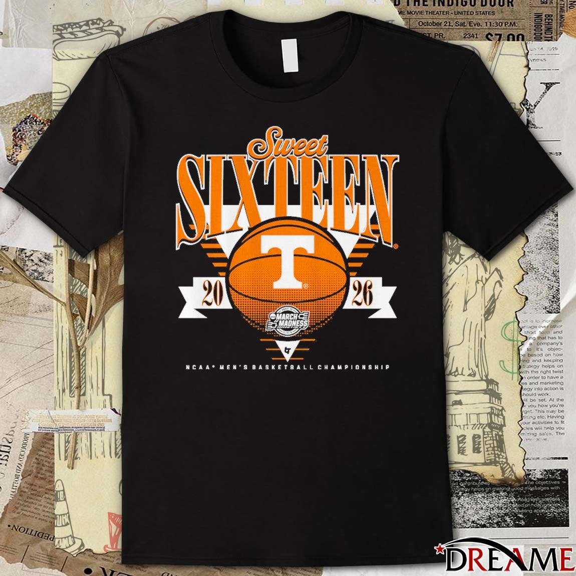 Tennessee Volunteers 2026 NCAA Men’s Basketball March Madness Sweet Sixteen No 6 Seed t-shirt
