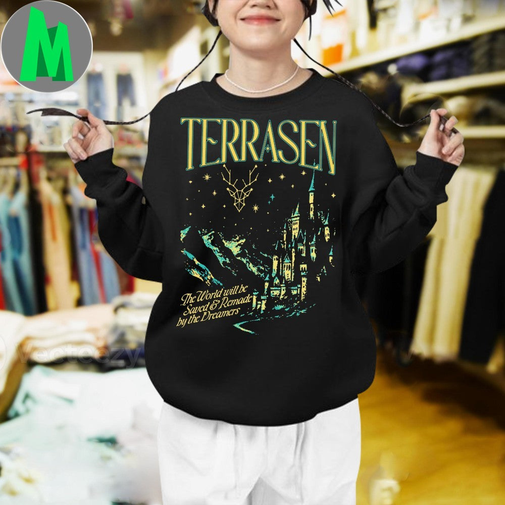 Terrasen Fantasy Castle & Deer Constellation Graphic T-Shirt World Saved By Dreamers