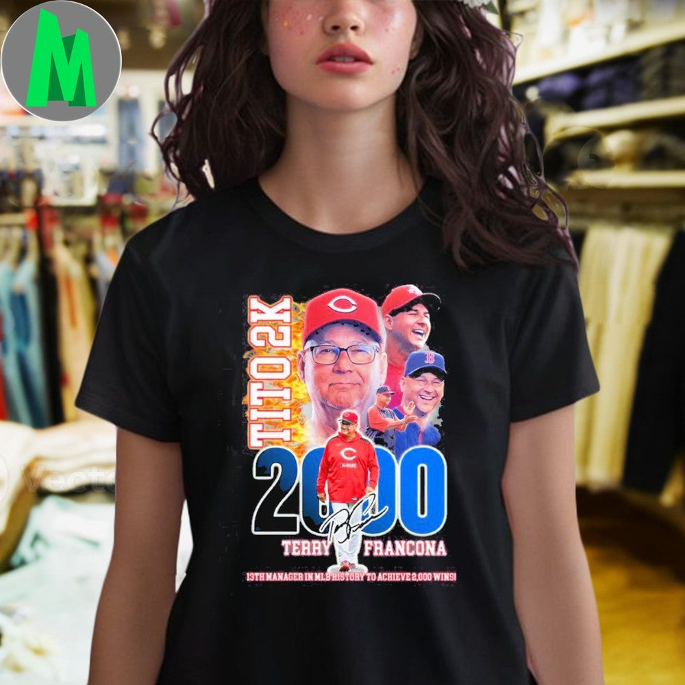 Terry Francona 2000 Wins Club MLB Manager Tribute Cleveland Guardians Baseball Shirt