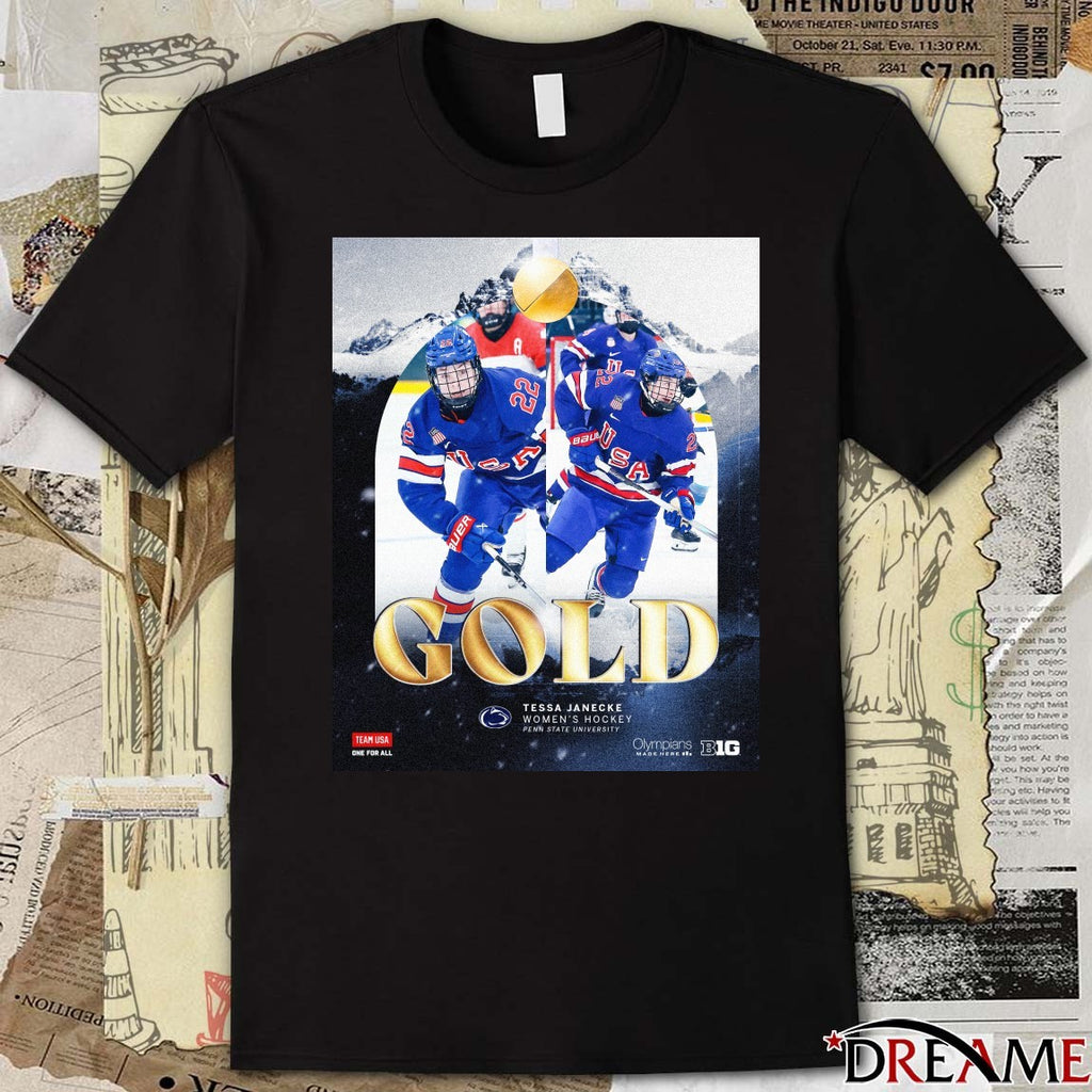 Tessa Janecker Women’s Hockey Penn State University Gold Medalist t-shirt
