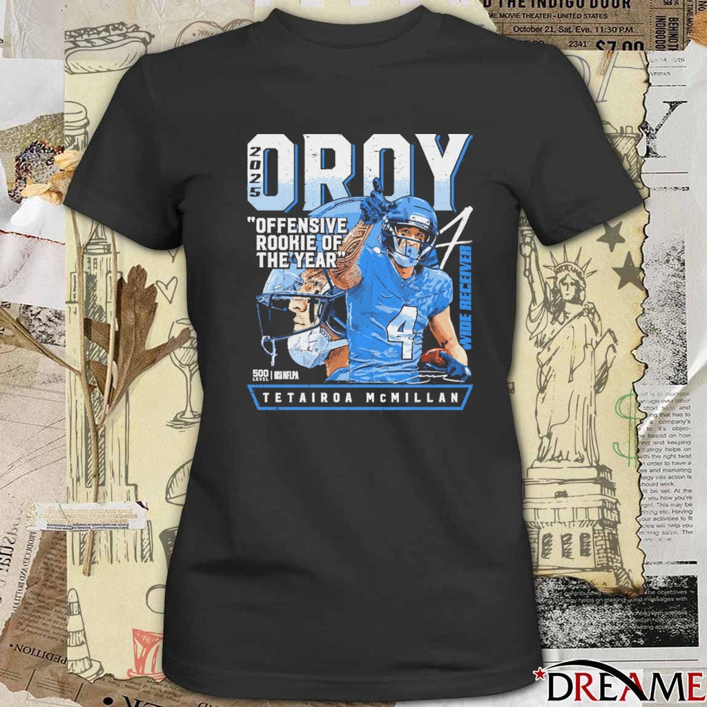 Tetairoa McMillan Carolina Panthers 2025 OROY Offensive Rookie Of The Year Signature t-shirt