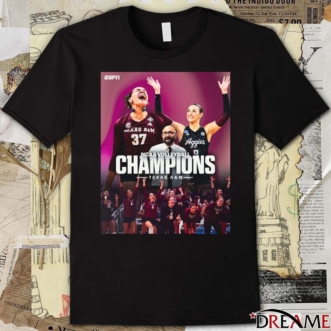 Texas A&M Wins It’s First-ever Volleyball National Championship In School History ESPN Poster t-shirt