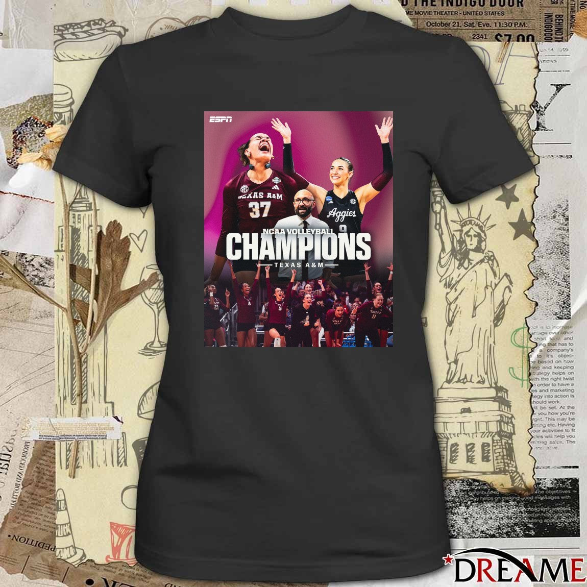 Texas A&M Wins It’s First-ever Volleyball National Championship In School History ESPN Poster t-shirt