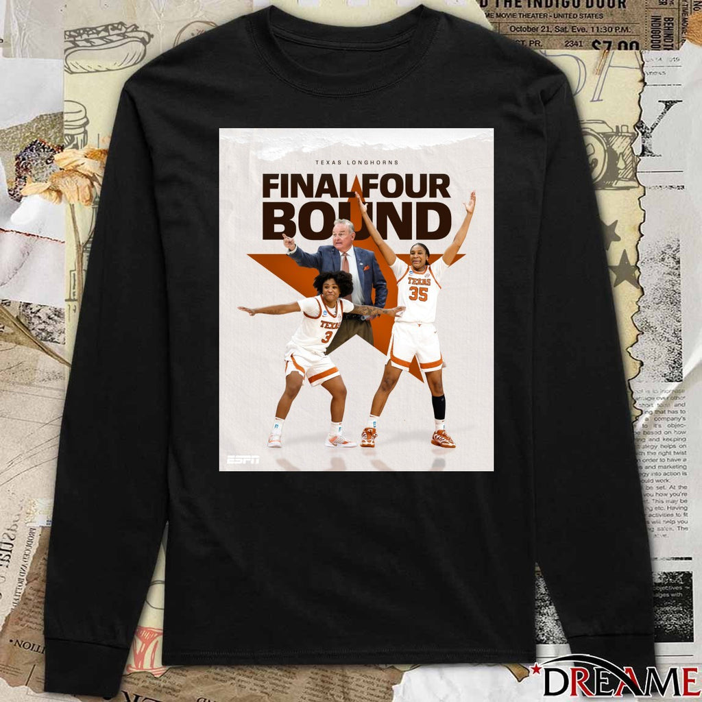 Texas Longhorns Final Four Bound Hook ’Em And Book ’Em 2026 Poster t-shirt