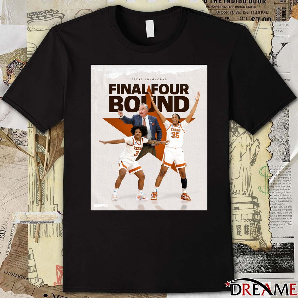 Texas Longhorns Final Four Bound Hook ’Em And Book ’Em 2026 Poster t-shirt
