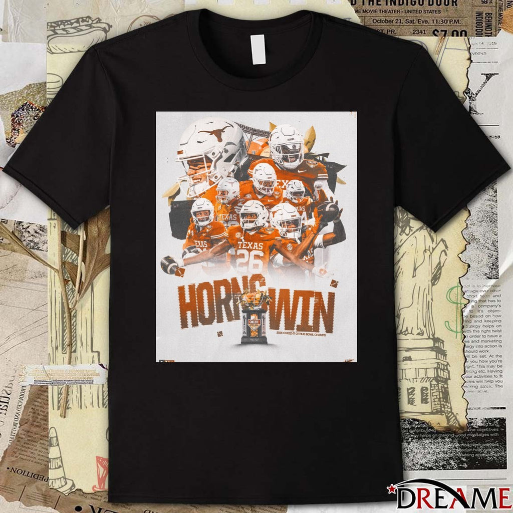 Texas Longhorns Horns Win 2025 Cheez-It Citrus Bowl Champions Poster t-shirt