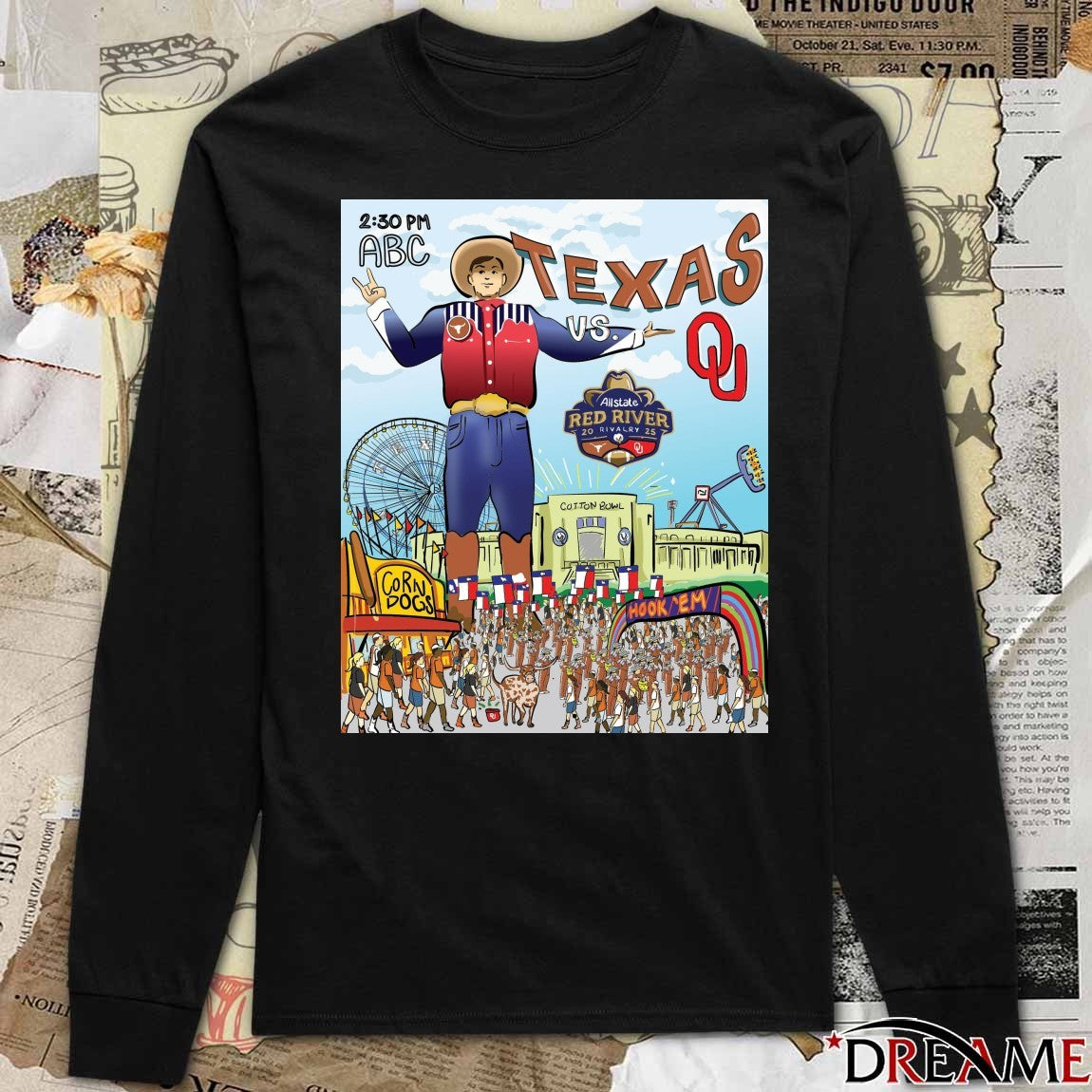 Texas Longhorns Vs Oklahoma Sooners 2025 Allstate Red River Rivalry Art Poster shirt