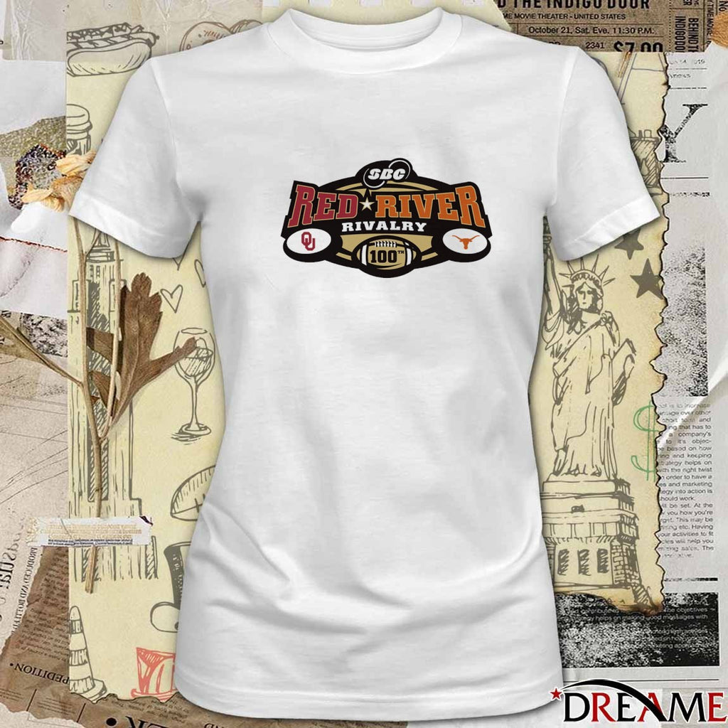 Texas Longhorns Vs Oklahoma Sooners SBC Red River Rivalry Logo 2025 t-shirt