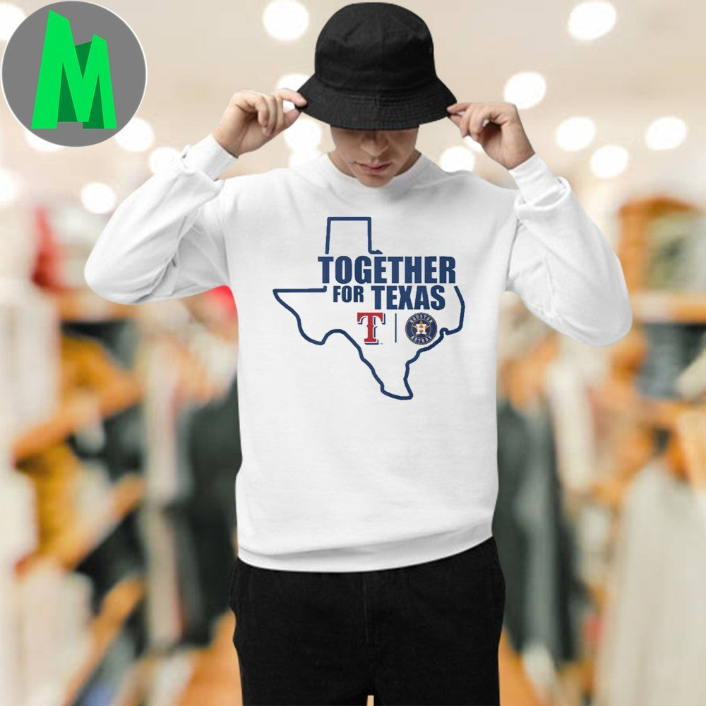 Texas Rangers Houston Astros Together For Texas MLB Rivals Logo T-Shirt