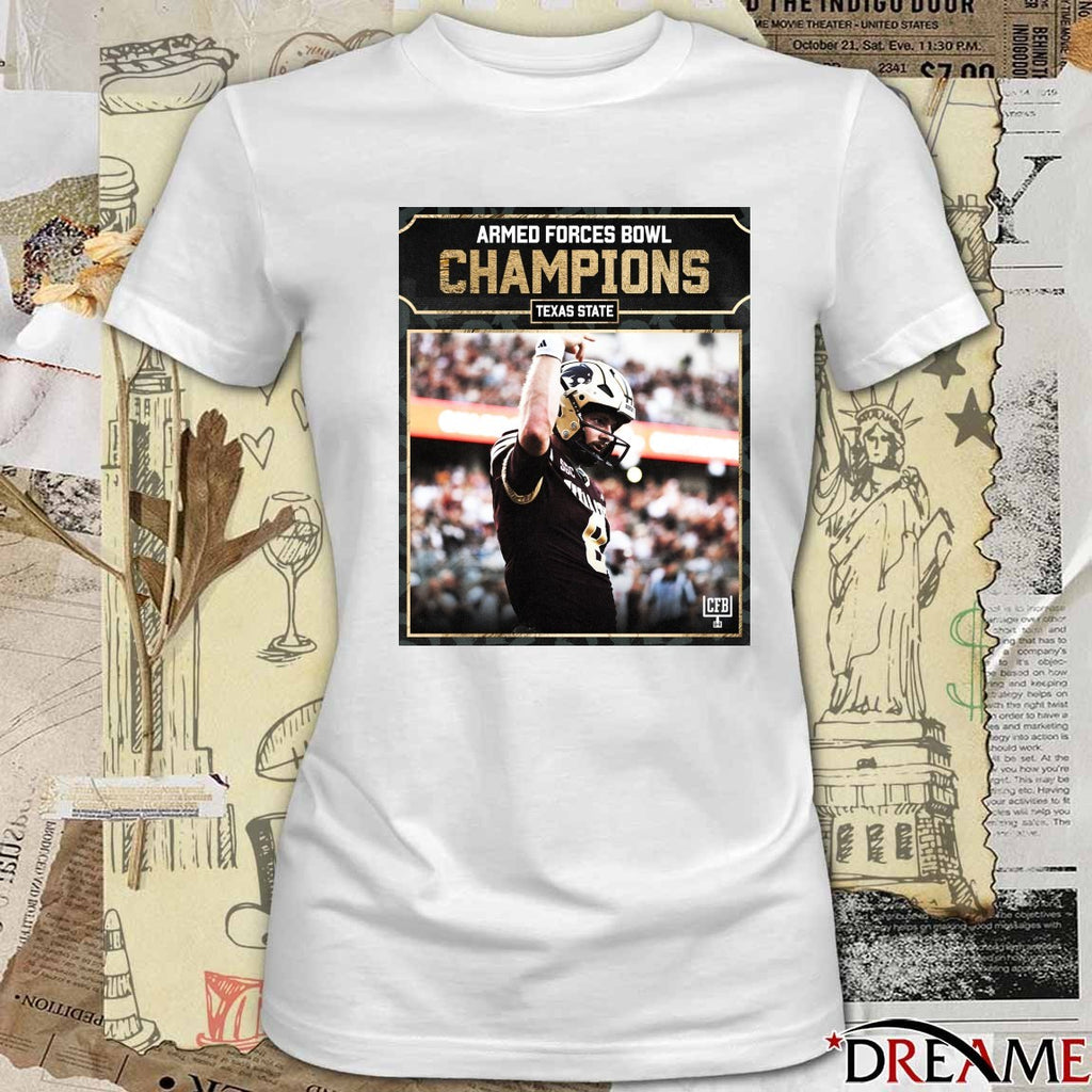Texas State Bobcats 2026 Armed Forces Bowl Champions Poster t-shirt