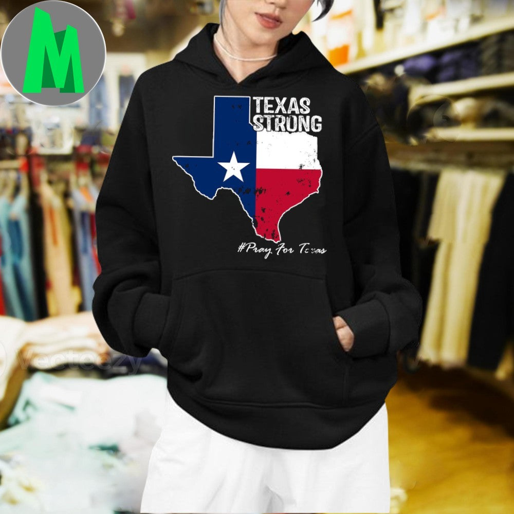 Texas Strong Pray For Texas Flag Map T-Shirt