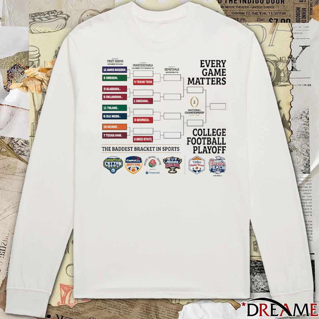 Texas Tech 2025 College Football Playoff Every Game Matters The Baddest Bracket In Sports t-shirt