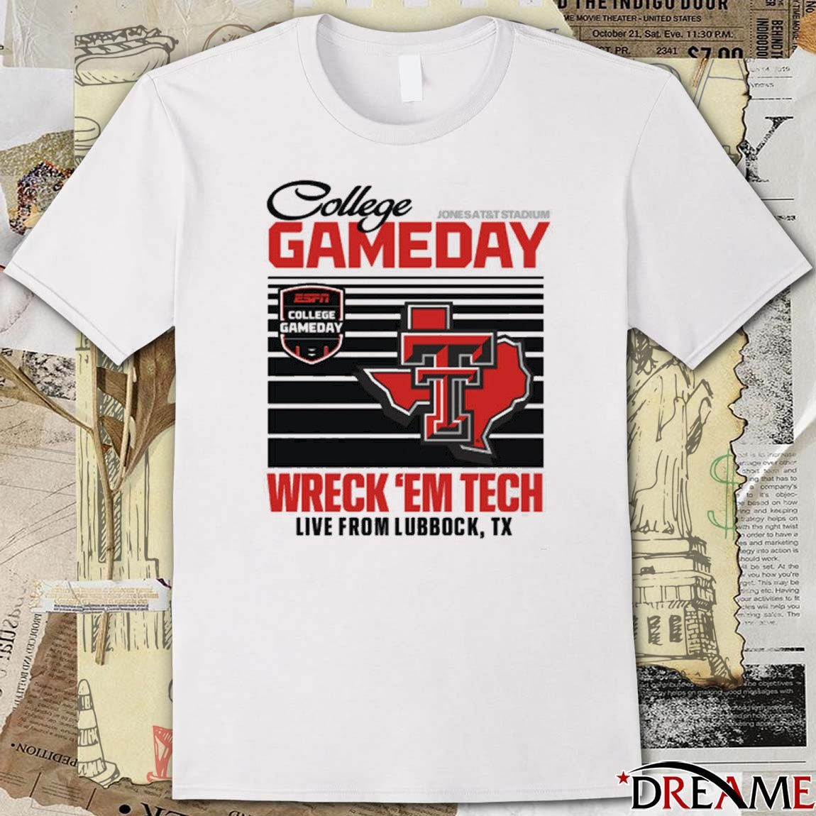 Texas Tech Red Raider ESPN College Gameday Wreck’Em Tech Live From Lubbock TX Jones AT&T Stadium t-shirt