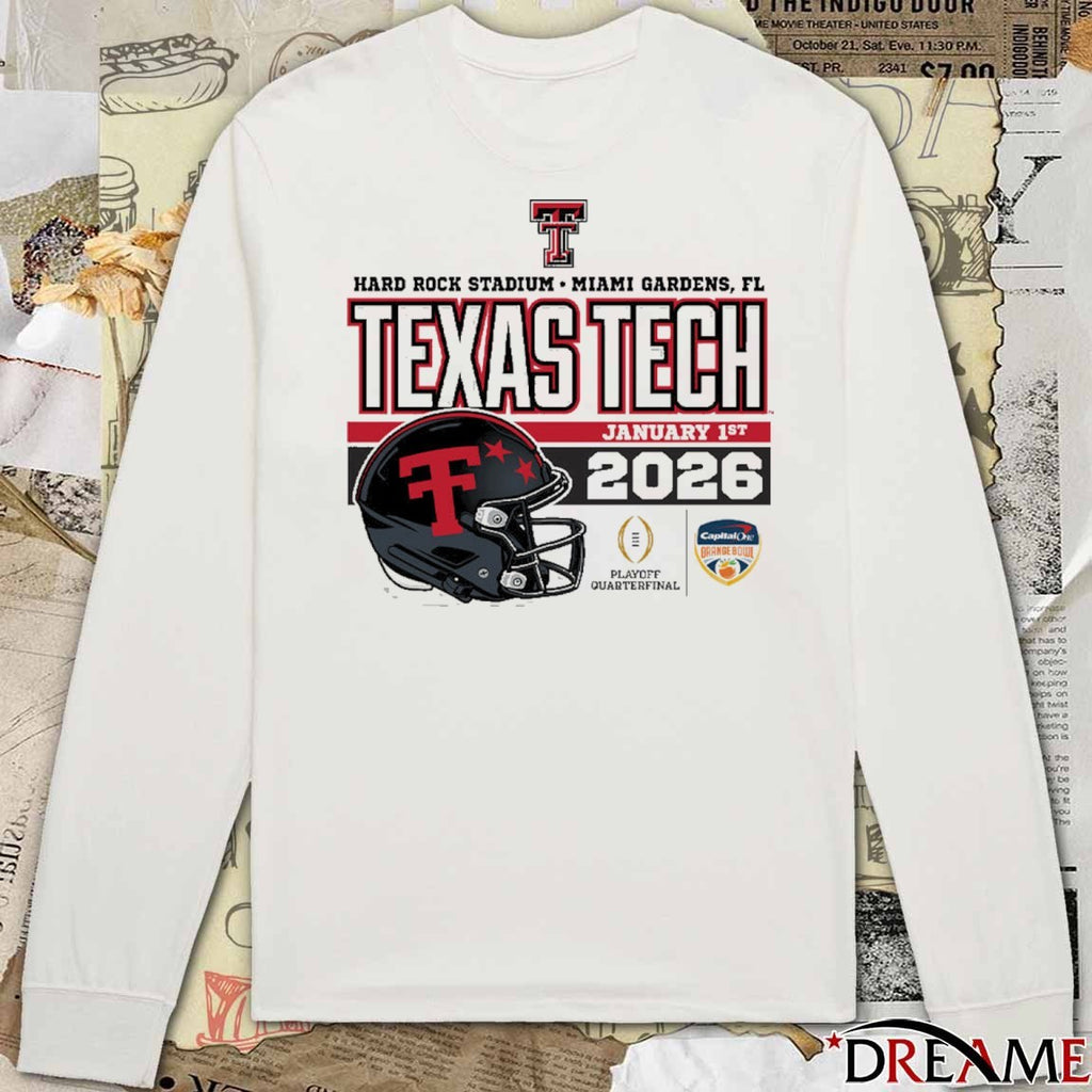Texas Tech Red Raiders 2025-26 College Football Playoff Orange Bowl Miami Gardens FL Juiced Helmet t-shirt